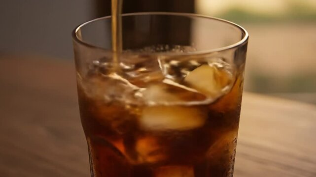 Refreshing Iced Coffee Poured on Summer Day