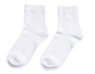 Top View of White Athletic Socks Pair with Stretch Band, Isolated on White Background