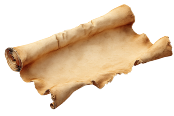 An old parchment scroll art on transparent background