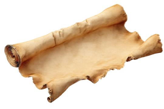 An old parchment scroll art on transparent background