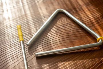 triangle bell percussion instrument close up