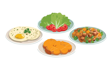 Complete Meal Menu - Vector Illustration
