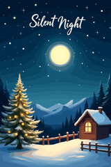 Fototapeta premium christmas music poster, christmas party poster, christmas poster background, santa poster, happy holidays poster, christmas poster greeting card, christmas, winter, holiday, landscape, illustration, x