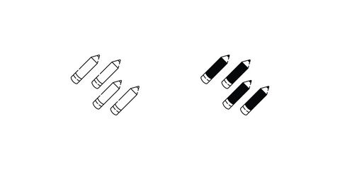 Color Pencils set icon with white background vector stock illustration