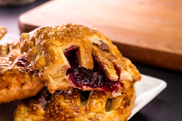 Puff pastry with raspberry jam and cream cheese