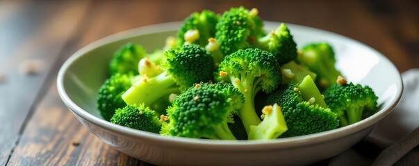 Fresh broccoli salad, vibrant green florets tossed with a light vinaigrette, ready to be served Perfect for a healthy and delicious meal , vinaigrette, vegan, roasted