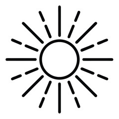 Simple line art sun icon bright summer sunshine symbol