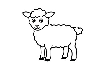 Cute cartoon sheep line art illustration simple design