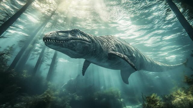 big carnivore Dinosaur in water