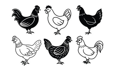 Minimalist Hen Vector Drawing Editable EPS.