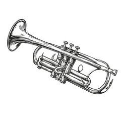 Naklejka premium brass trumpet isolated on white