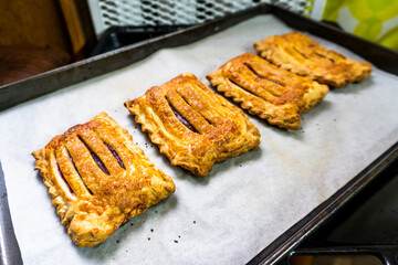 Puff pastry with raspberry jam and cream cheese