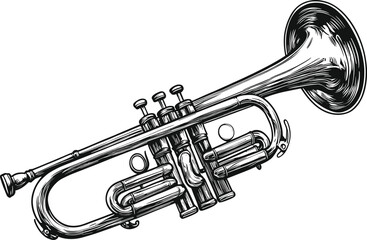 Naklejka premium trumpet isolated on black background