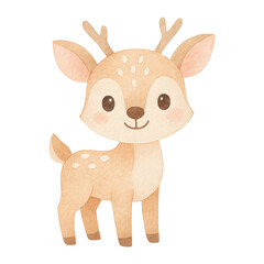 Fototapeta premium PNG Cute watercolor baby deer illustration.