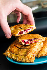 Puff pastry with raspberry jam and cream cheese