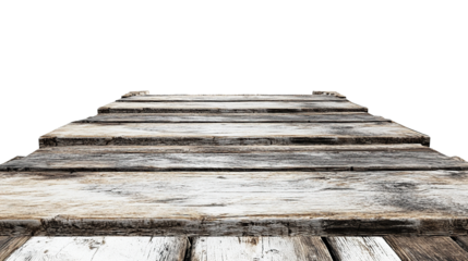 Old fragile wooden bridge isolated on transparent background. PNG