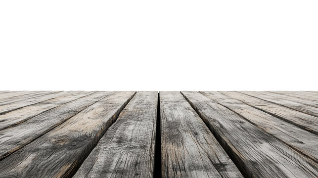 An old empty pier with a fragile wooden plank floor on transparent. PNG - Powered by Adobe