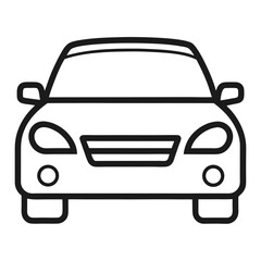 Simple line drawing of a modern car front view
