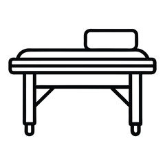 Simple line drawing of a medical examination table