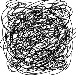 Abstract scribble, Hand drawn scrawl sketch, chaos doodle pattern isolated on white background. Vector illustration