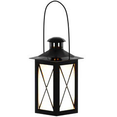 3d render black metal lantern with transparent background