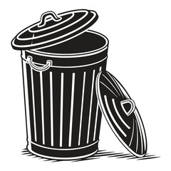 silhouette trash can on white background