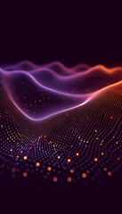 Abstract Flowing Particle Waves in Purple and Orange