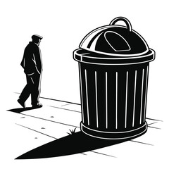 silhouette trash can on white background