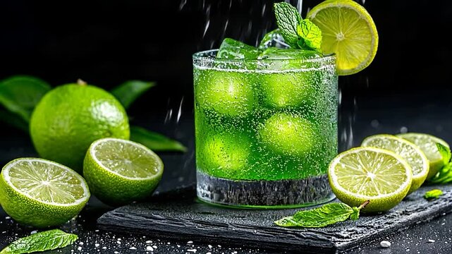 Refreshing Green Lime Cocktail with Mint