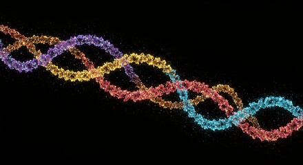 Dna Strands on Black Background