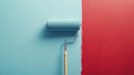 Obraz premium A clean outline of a paint roller applied to a wall shape