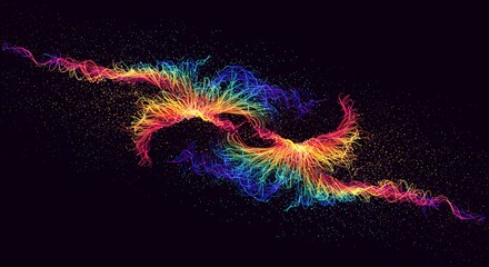 Abstract Colorful Lines on Black Background