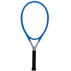 3d render tennis racket blue handle with transparent background