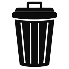 silhouette trash can on white background