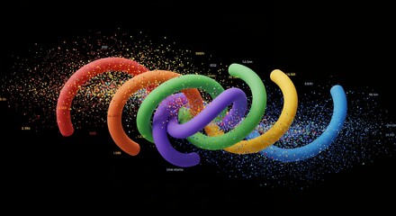 Colorful 3d Worms on Black Background