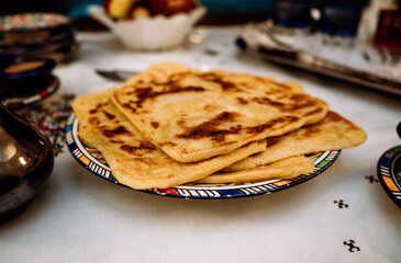 Traditional Mediterranean Breakfast with Fresh Bread, Flatbreads, and Colorful Ceramic Plates May 29,2025

