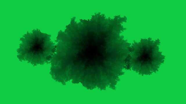 ink splash stain isolated on green background animation,old vintage black watercolor brush motion design element	