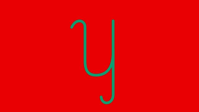 Y letter big color writing cartoon animation redbox isolated. Compatibile part of alphabet. Handwriting educational style for children. Good for education movies, presentation, learning alphabet.