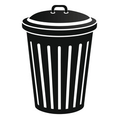 silhouette trash can on white background