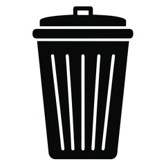 silhouette trash can on white background