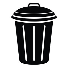 silhouette trash can on white background