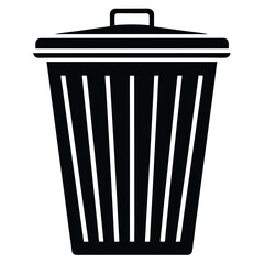 silhouette trash can on white background