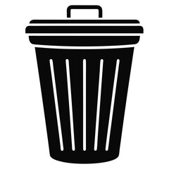 silhouette trash can on white background