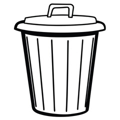 silhouette trash can on white background