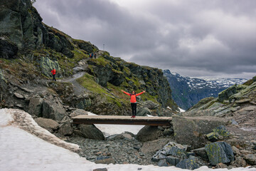 View of the famous Trolltunga and the surrounding area near Odda (Norway)