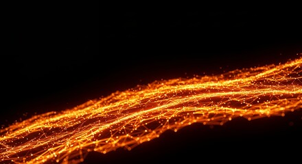 Abstract Glowing Network on Black Background