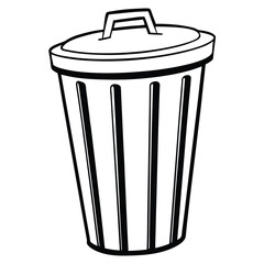 silhouette trash can on white background