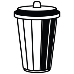 silhouette trash can on white background