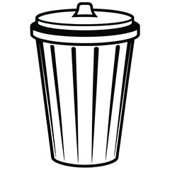 silhouette trash can on white background