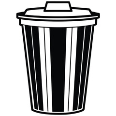 silhouette trash can on white background